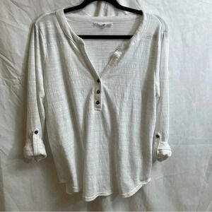 Jane and Delancey Women’s M White Long Roll Sleeve Tunic blouse